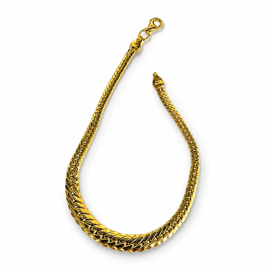 Bracciale a maglia piatta intrecciata in oro giallo lucido