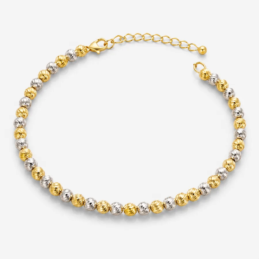 Bracciale con sfere diamantate in oro bianco e oro giallo