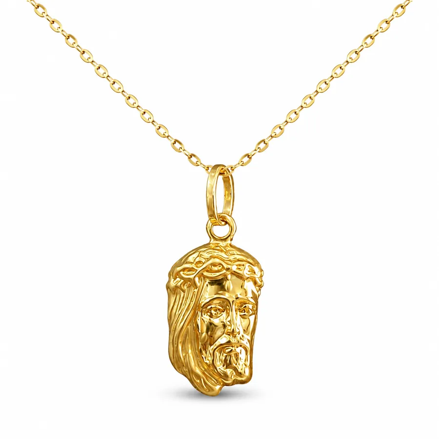 Collana con ciondolo volto di Cristo in oro giallo