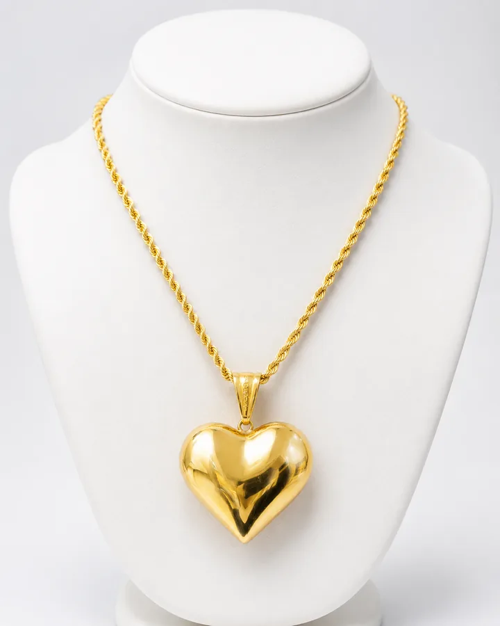 Collana con ciondolo cuore in oro giallo lucido